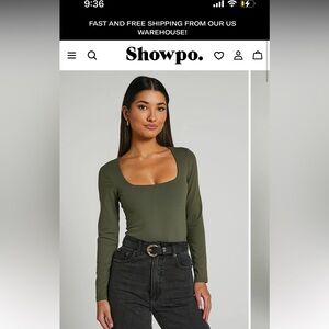 Showpo Deep Green Long Sleeve Bodysuit